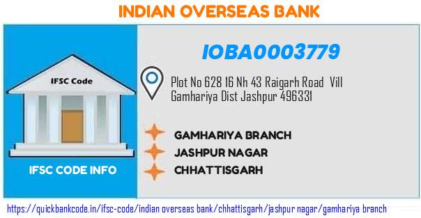 Indian Overseas Bank Gamhariya Branch IOBA0003779 IFSC Code