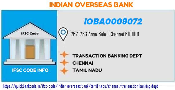 Indian Overseas Bank Transaction Banking Dept IOBA0009072 IFSC Code