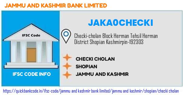 Jammu And Kashmir Bank Checki Cholan JAKA0CHECKI IFSC Code