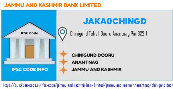 Jammu And Kashmir Bank Chinigund Dooru JAKA0CHINGD IFSC Code