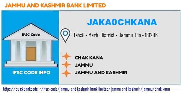 Jammu And Kashmir Bank Chak Kana JAKA0CHKANA IFSC Code