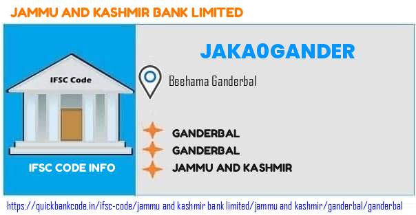 Jammu And Kashmir Bank Ganderbal JAKA0GANDER IFSC Code