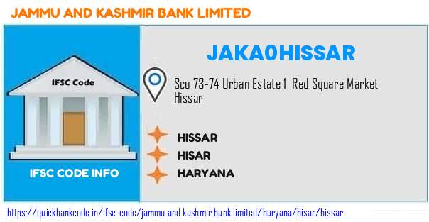 Jammu And Kashmir Bank Hissar JAKA0HISSAR IFSC Code