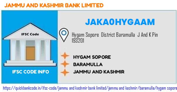 Jammu And Kashmir Bank Hygam Sopore JAKA0HYGAAM IFSC Code