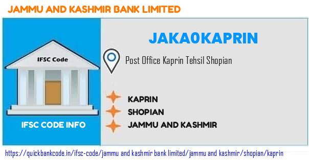 Jammu And Kashmir Bank Kaprin JAKA0KAPRIN IFSC Code