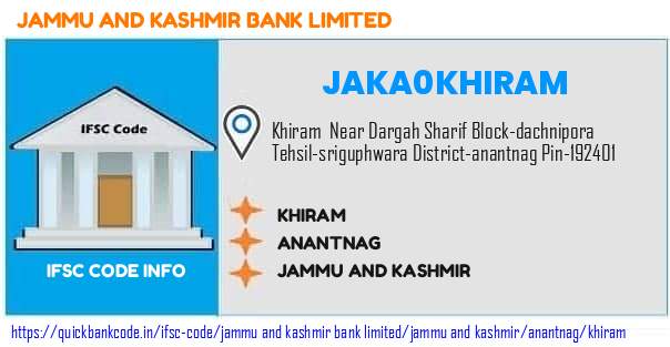 Jammu And Kashmir Bank Khiram JAKA0KHIRAM IFSC Code
