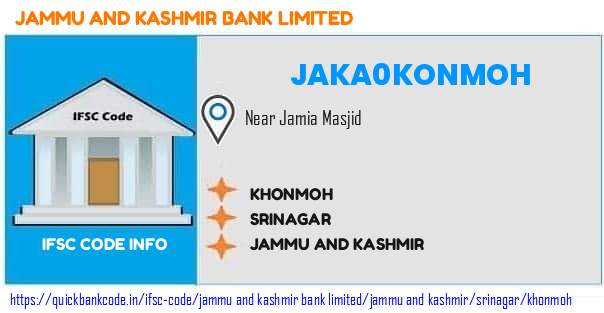 Jammu And Kashmir Bank Khonmoh JAKA0KONMOH IFSC Code