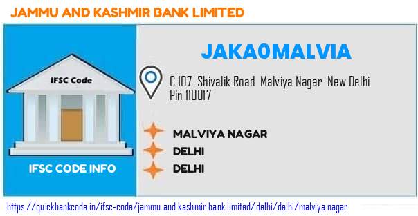 Jammu And Kashmir Bank Malviya Nagar JAKA0MALVIA IFSC Code