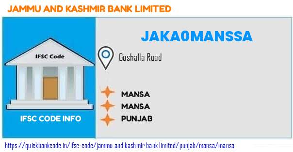 Jammu And Kashmir Bank Mansa JAKA0MANSSA IFSC Code