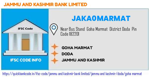 Jammu And Kashmir Bank Goha Marmat JAKA0MARMAT IFSC Code