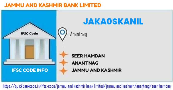 Jammu And Kashmir Bank Seer Hamdan JAKA0SKANIL IFSC Code