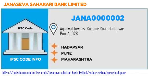 Janaseva Sahakari Bank Hadapsar JANA0000002 IFSC Code