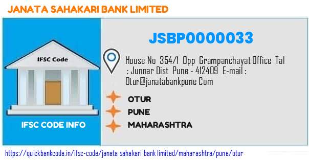Janata Sahakari Bank Otur JSBP0000033 IFSC Code
