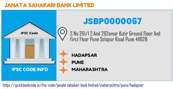 JSBP0000067 Janata Sahakari Bank (Pune). HADAPSAR