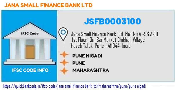 Jana Small Finance Bank Pune Nigadi JSFB0003100 IFSC Code