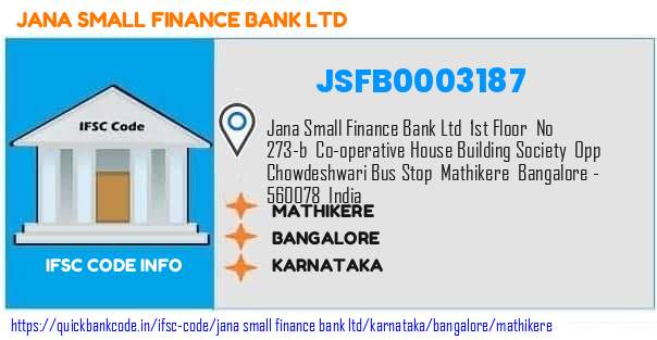 Jana Small Finance Bank Mathikere JSFB0003187 IFSC Code
