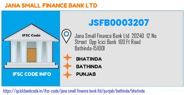 Jana Small Finance Bank Bhatinda JSFB0003207 IFSC Code
