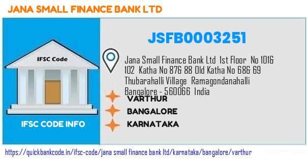 Jana Small Finance Bank Varthur JSFB0003251 IFSC Code