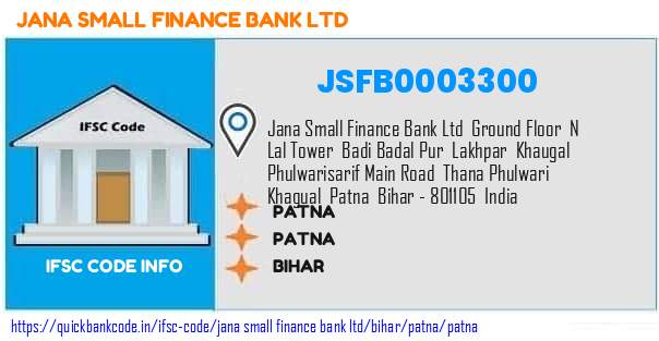 Jana Small Finance Bank Patna JSFB0003300 IFSC Code