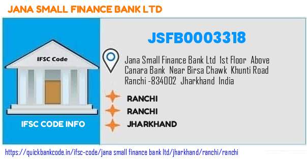 Jana Small Finance Bank Ranchi JSFB0003318 IFSC Code