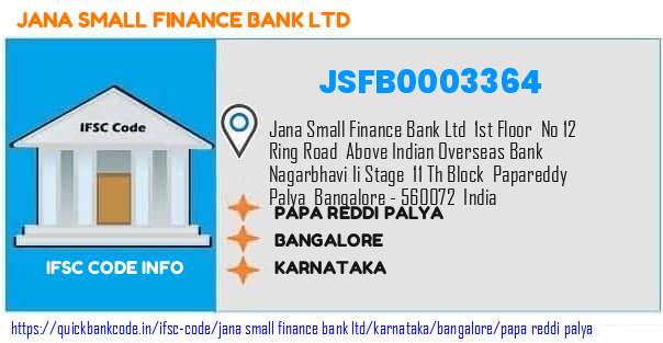 Jana Small Finance Bank Papa Reddi Palya JSFB0003364 IFSC Code