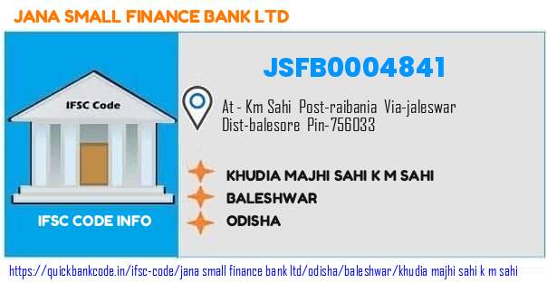 Jana Small Finance Bank Khudia Majhi Sahi K M Sahi JSFB0004841 IFSC Code