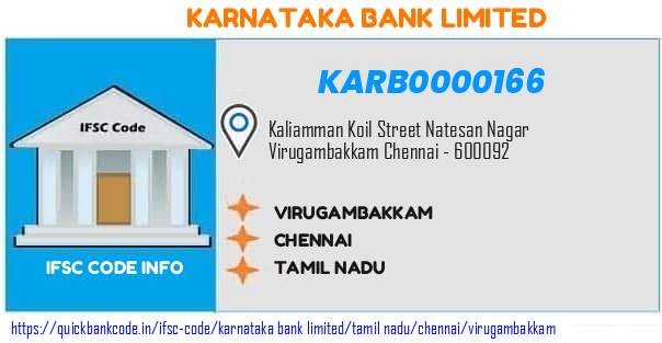 Karnataka Bank Virugambakkam KARB0000166 IFSC Code