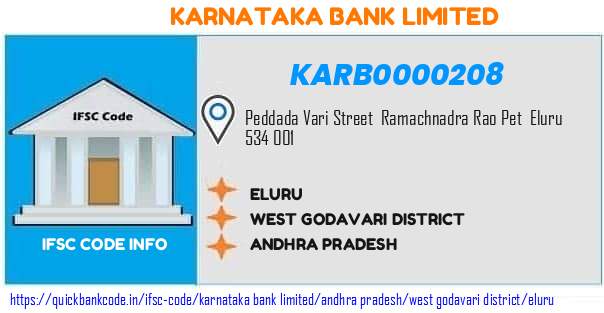 Karnataka Bank Eluru KARB0000208 IFSC Code