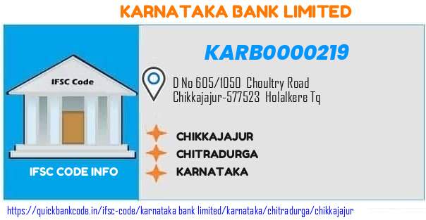 Karnataka Bank Chikkajajur KARB0000219 IFSC Code