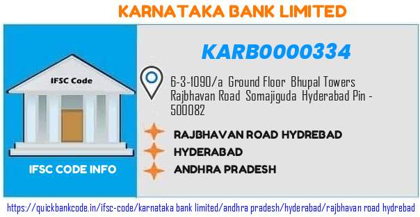 Karnataka Bank Rajbhavan Road Hydrebad KARB0000334 IFSC Code