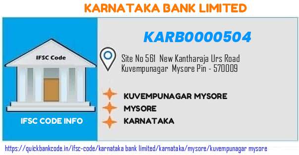 Karnataka Bank Kuvempunagar Mysore KARB0000504 IFSC Code