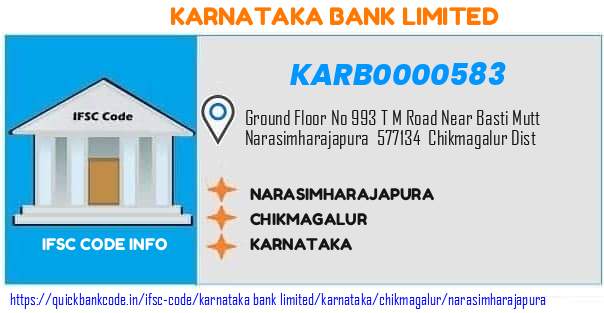 KARB0000583 Karnataka Bank. NARASIMHARAJAPURA