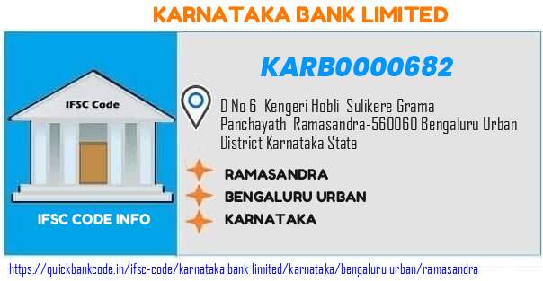 Karnataka Bank Ramasandra KARB0000682 IFSC Code