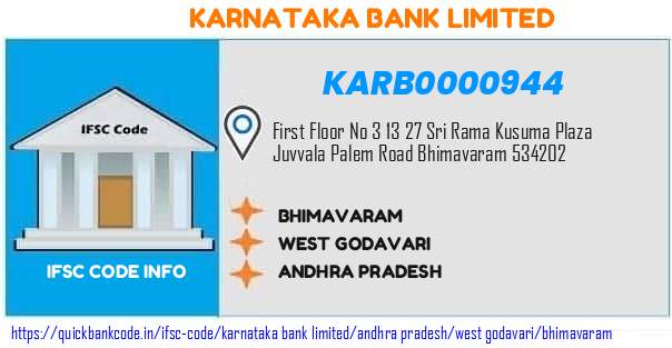 Karnataka Bank Bhimavaram KARB0000944 IFSC Code
