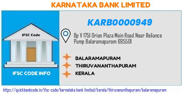 Karnataka Bank Balaramapuram KARB0000949 IFSC Code
