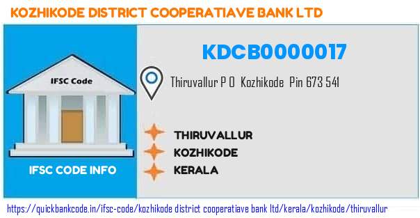 Kozhikode District Cooperatiave Bank Thiruvallur KDCB0000017 IFSC Code