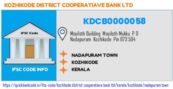 Kozhikode District Cooperatiave Bank Nadapuram Town KDCB0000058 IFSC Code