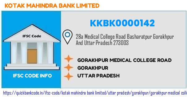 KKBK0000142 Kotak Mahindra Bank. GORAKHPUR MEDICAL COLLEGE ROAD