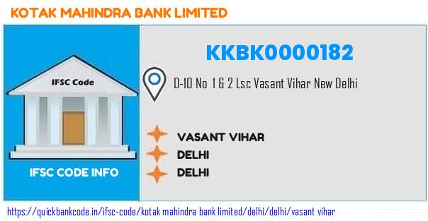 Kotak Mahindra Bank Vasant Vihar KKBK0000182 IFSC Code