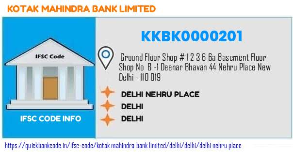 Kotak Mahindra Bank Delhi Nehru Place KKBK0000201 IFSC Code