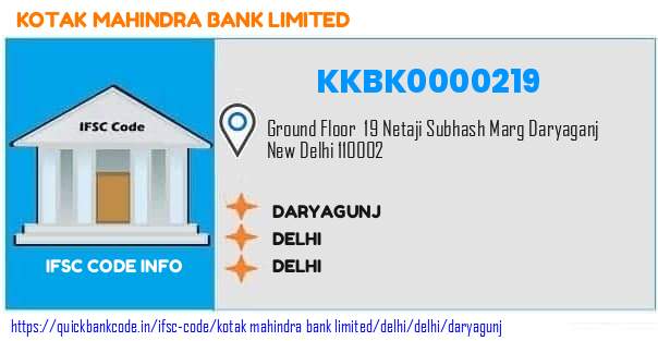 Kotak Mahindra Bank Daryagunj KKBK0000219 IFSC Code