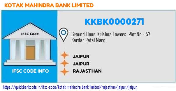Kotak Mahindra Bank Jaipur KKBK0000271 IFSC Code