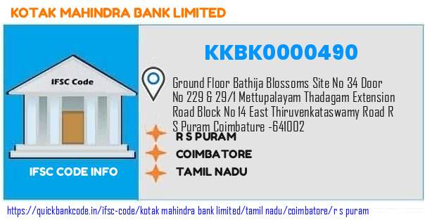 Kotak Mahindra Bank R S Puram KKBK0000490 IFSC Code