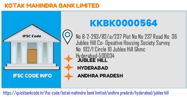 Kotak Mahindra Bank Jublee Hill KKBK0000564 IFSC Code