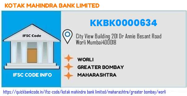 Kotak Mahindra Bank Worli KKBK0000634 IFSC Code