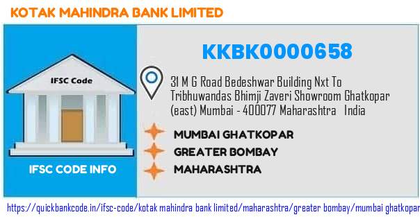 Kotak Mahindra Bank Mumbai Ghatkopar KKBK0000658 IFSC Code