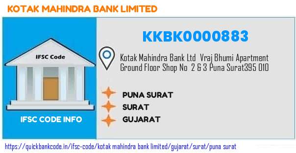 Kotak Mahindra Bank Puna Surat KKBK0000883 IFSC Code