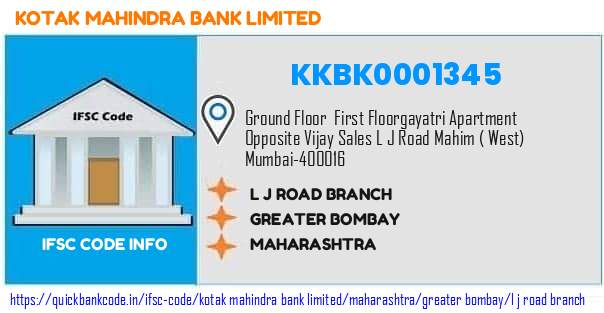 Kotak Mahindra Bank L J Road Branch KKBK0001345 IFSC Code