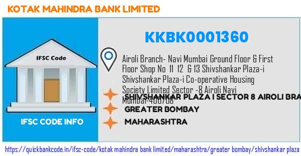 Kotak Mahindra Bank Shivshankar Plaza I Sector 8 Airoli Branch KKBK0001360 IFSC Code