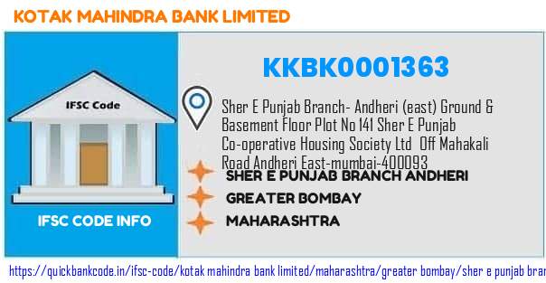 Kotak Mahindra Bank Sher E Punjab Branch Andheri KKBK0001363 IFSC Code